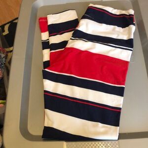 Lularoe leggings red white and blue stripped one size